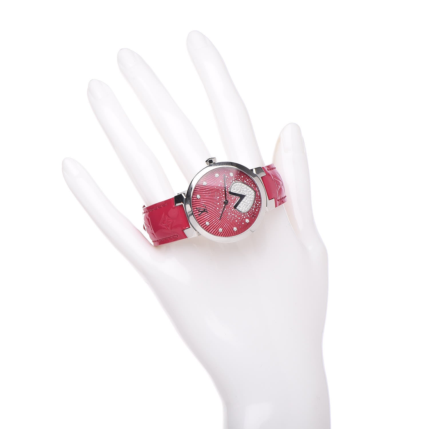 Louis Vuitton Stainless Steel Vernis Diamond 33mm Tambour Cool V Quartz Watch 2 of 8