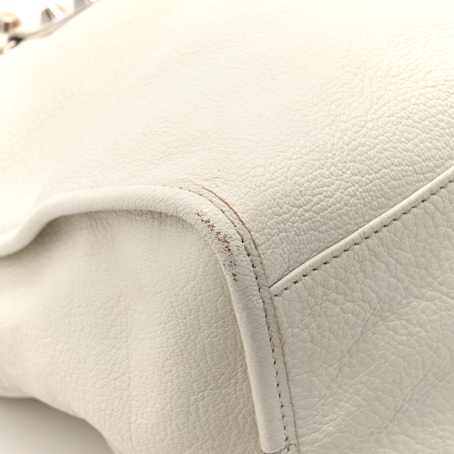 Chevre Silver Metallic Edge Hardware City White