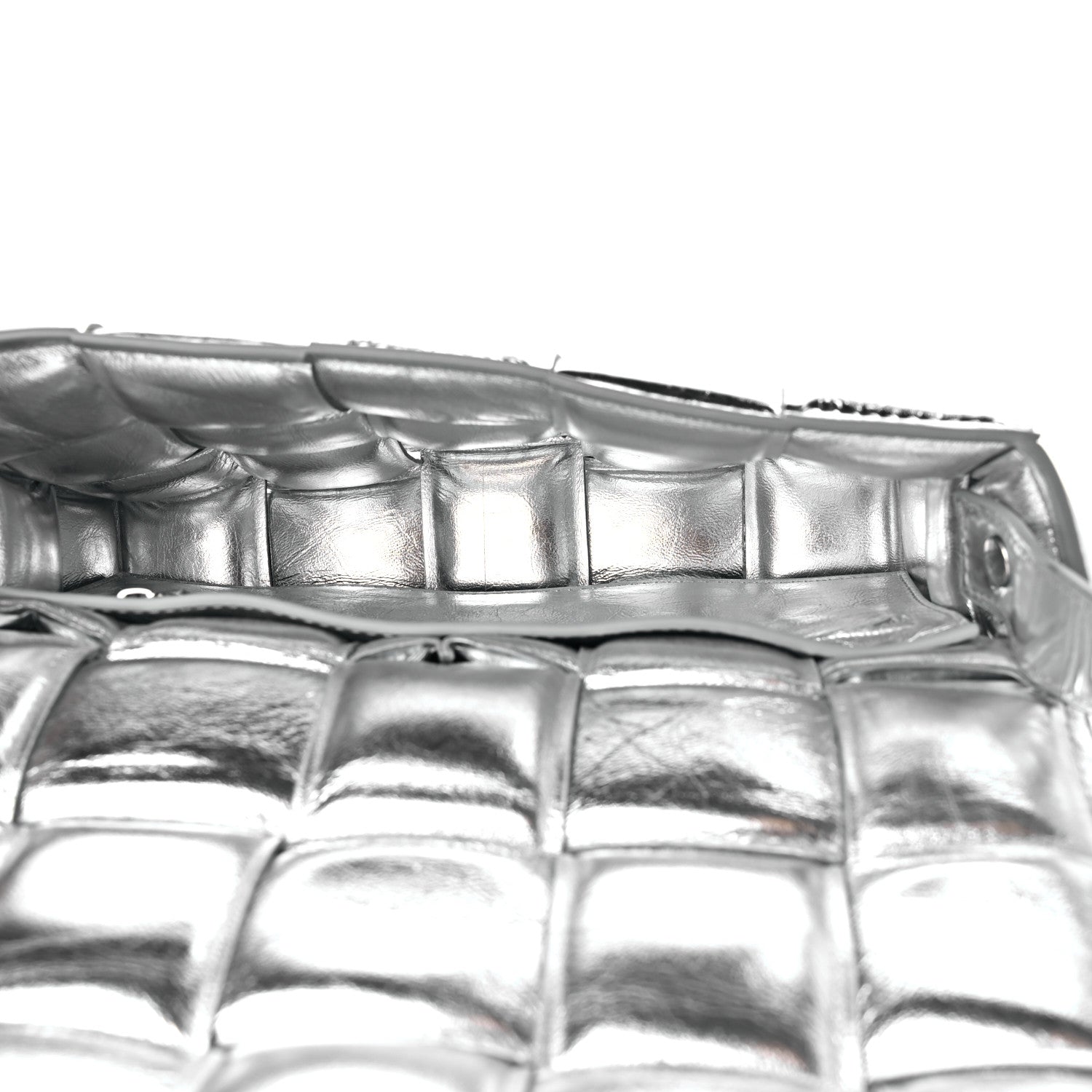 Bottega Veneta Metallic Lambskin Padded Cassette Crossbody Bag Silver 5 of 8
