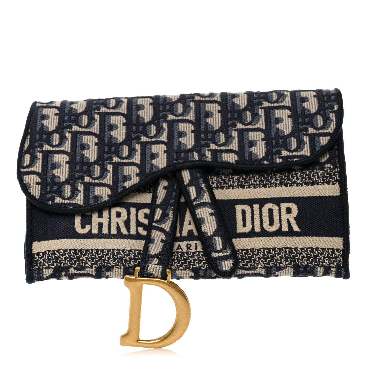 Christian Dior Oblique Slim Saddle Pouch Blue 1 of 12
