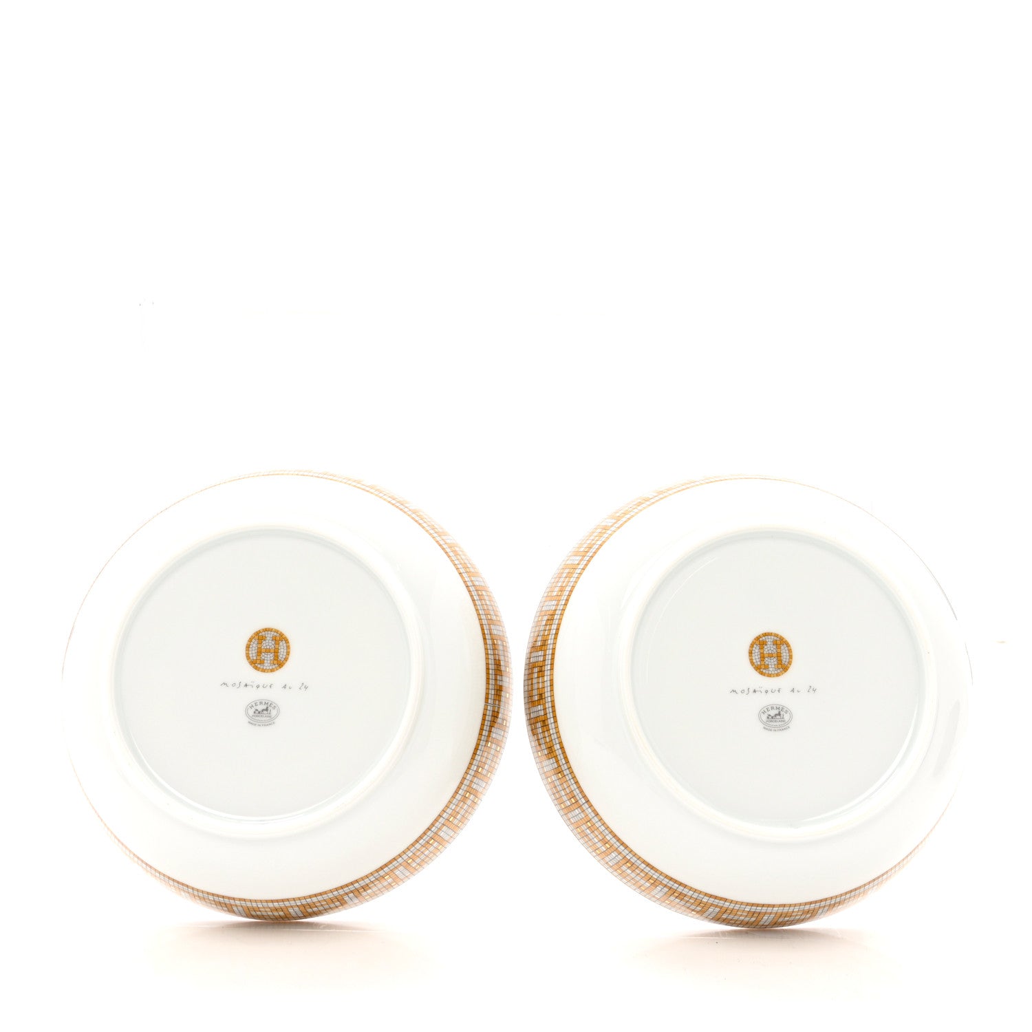 Hermes Porcelain Mosaique Au 24 Gold Cereal Bowl Set of 2 3 of 6