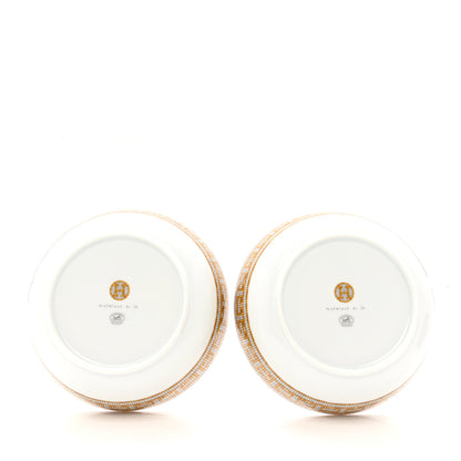 Hermes Porcelain Mosaique Au 24 Gold Cereal Bowl Set of 2 3 of 6