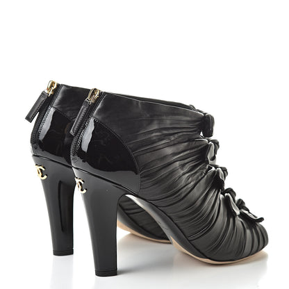 Chanel Lambskin Patent Bows Short Boots 40 Black 4 of 9