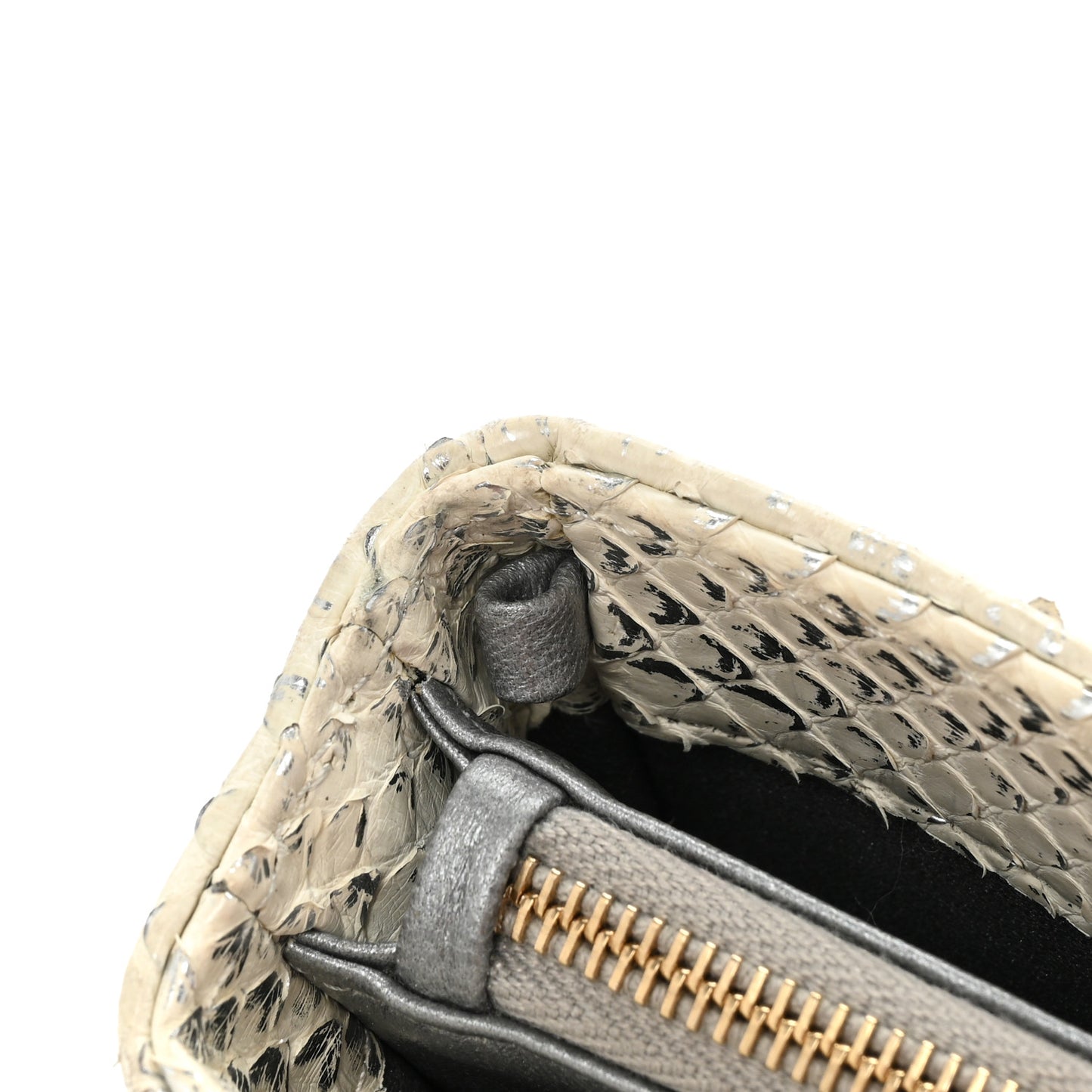 Snakeskin Phone Holder Pouch Clutch White