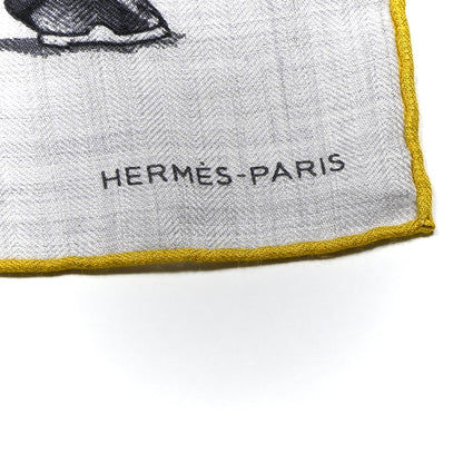 Hermes Cashmere Silk Grand Carrosse Royal Scarf 100 Gris Chine Gris Jaune 2 of 5
