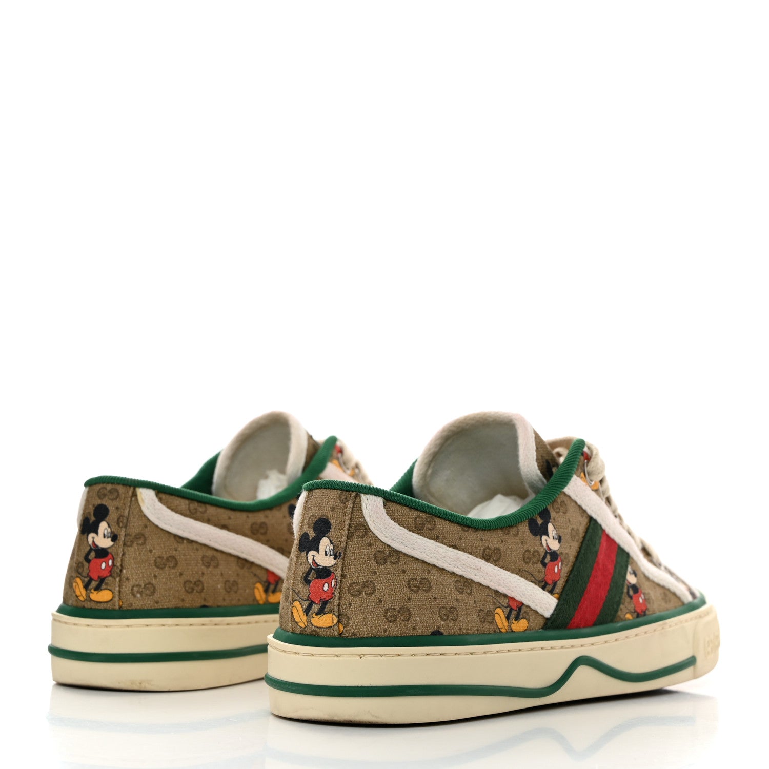 Gucci X DISNEY Mini Vintage GG Supreme Monogram Mickey Mouse 1977 Tennis Sneakers 36.5 Beige Multicolor 4 of 8