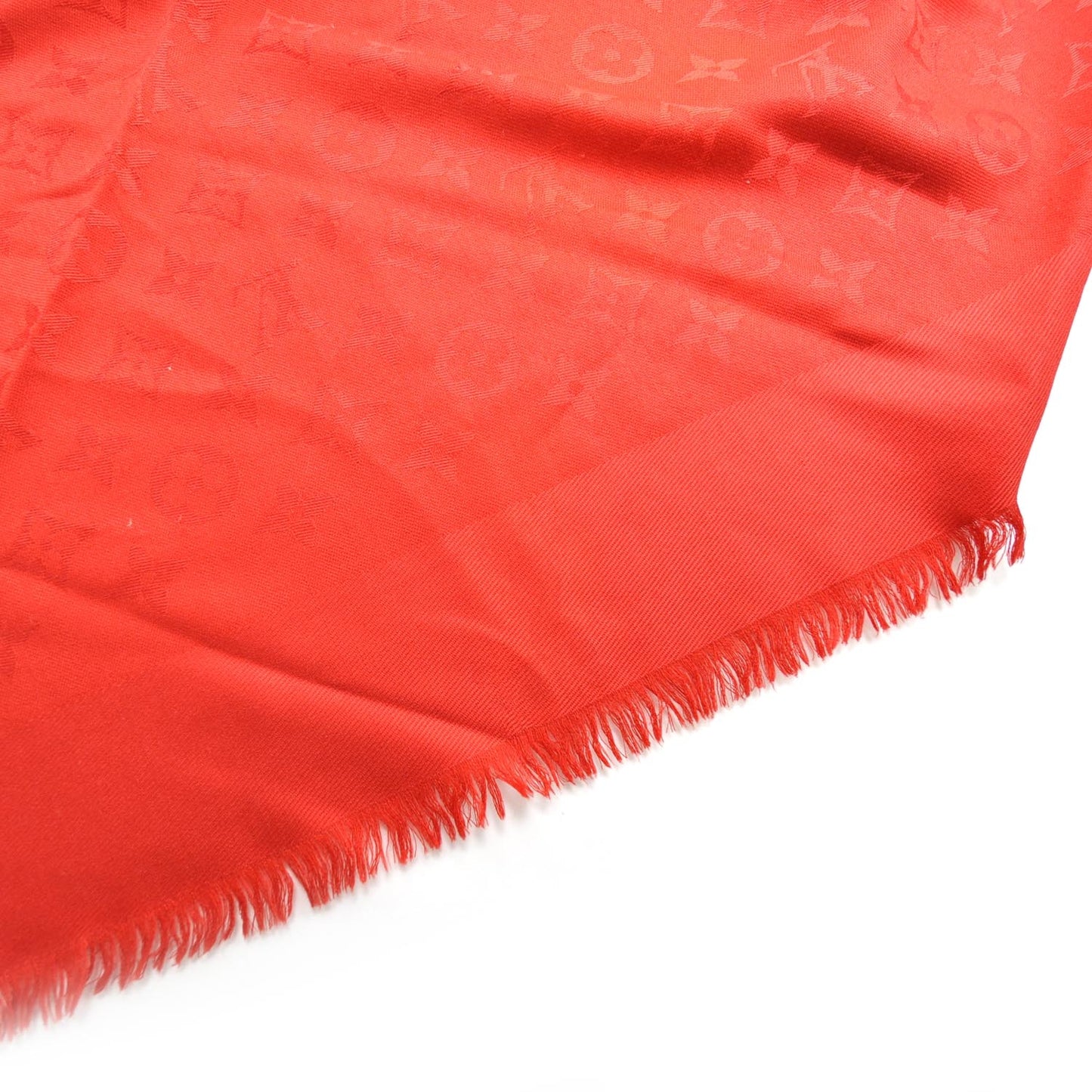 Wool Silk Monogram Shawl Red