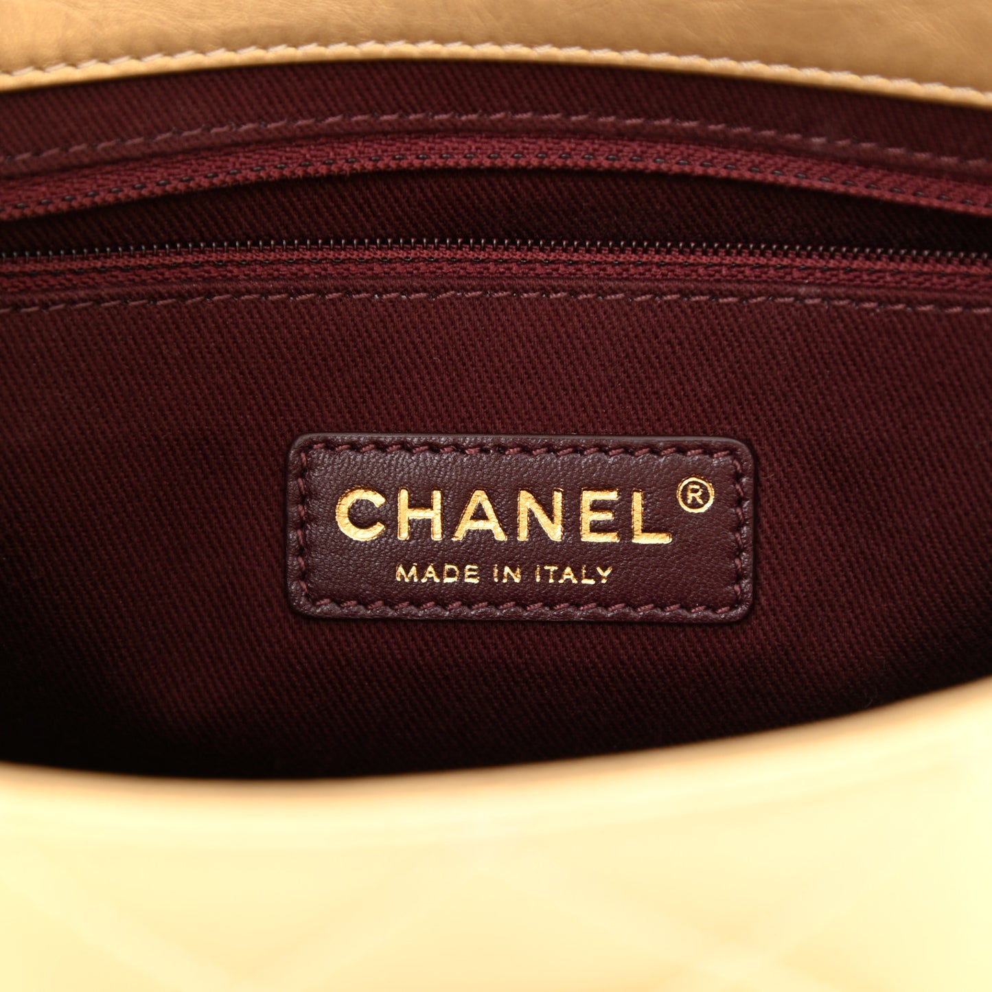 Metallic Aged Calfskin Quilted CC Square Flap Light Gold