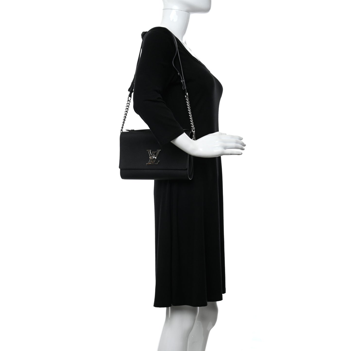 Calfskin Lockme Clutch Black