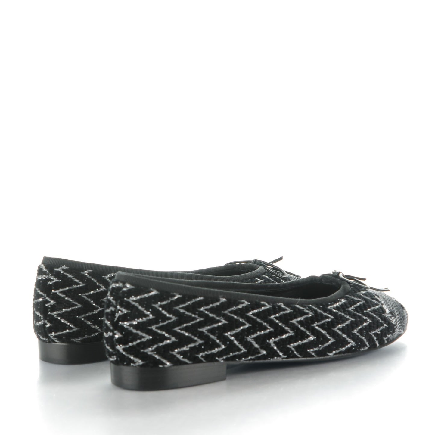 Tweed Ballerina Flats 39.5 Black Silver