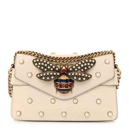 Gucci Nappa Pearl Studded Mini Queen Margaret Broadway Shoulder Bag Mystic White 1 of 8