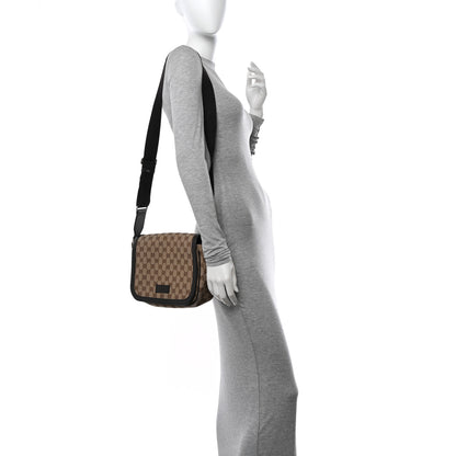 Gucci Monogram Flap Messenger Bag Beige Dark Brown 3 of 11