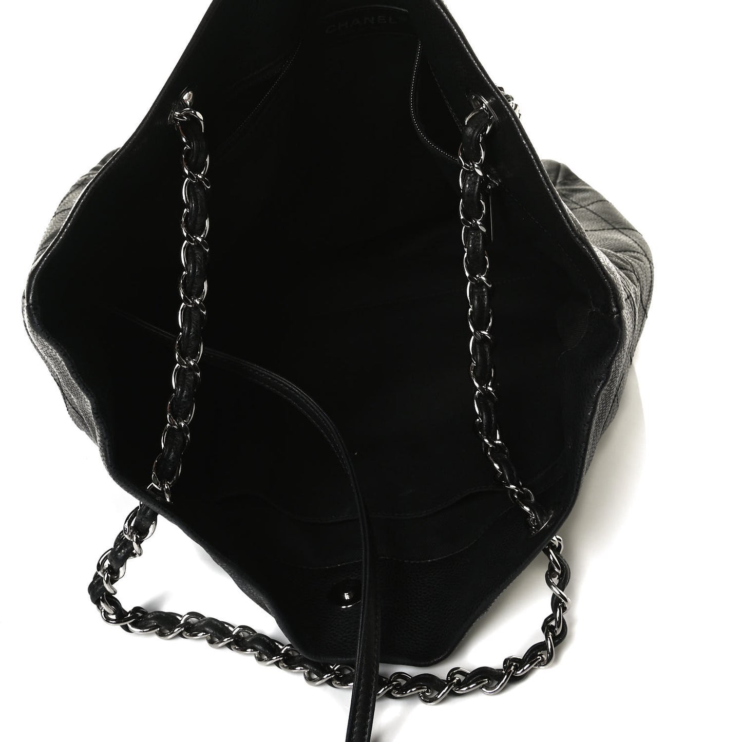 Soft Caviar Large Timeless CC Shopping Tote Black