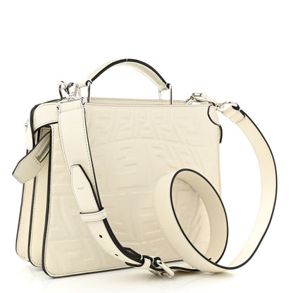 Fendi X SARAH COLEMAN Nappa FF Fish Eye Embossed Mini Peekaboo I SEE U Satchel White Ice 3 of 9