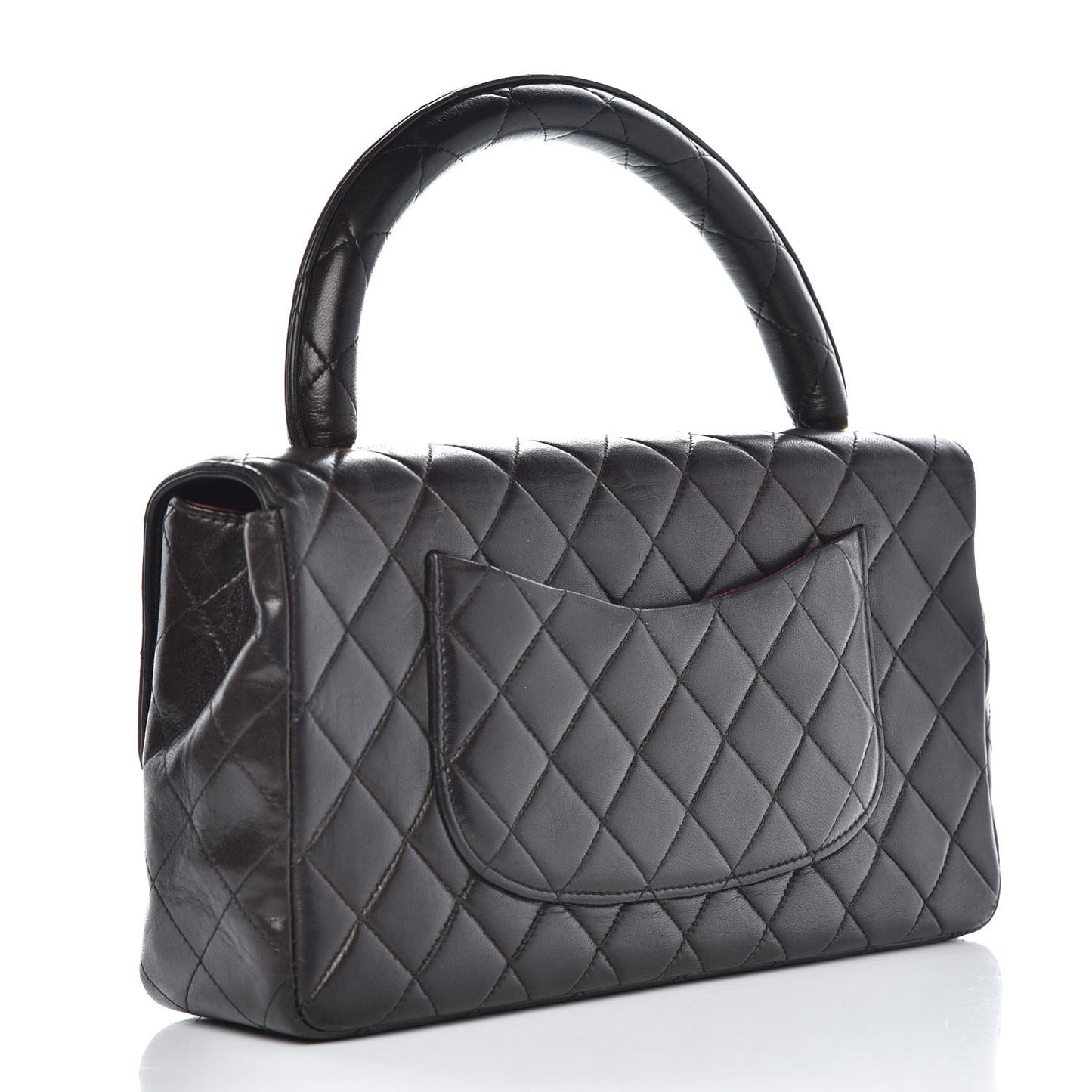 Lambskin Quilted Medium Rectangular Kelly Flap Bag Black