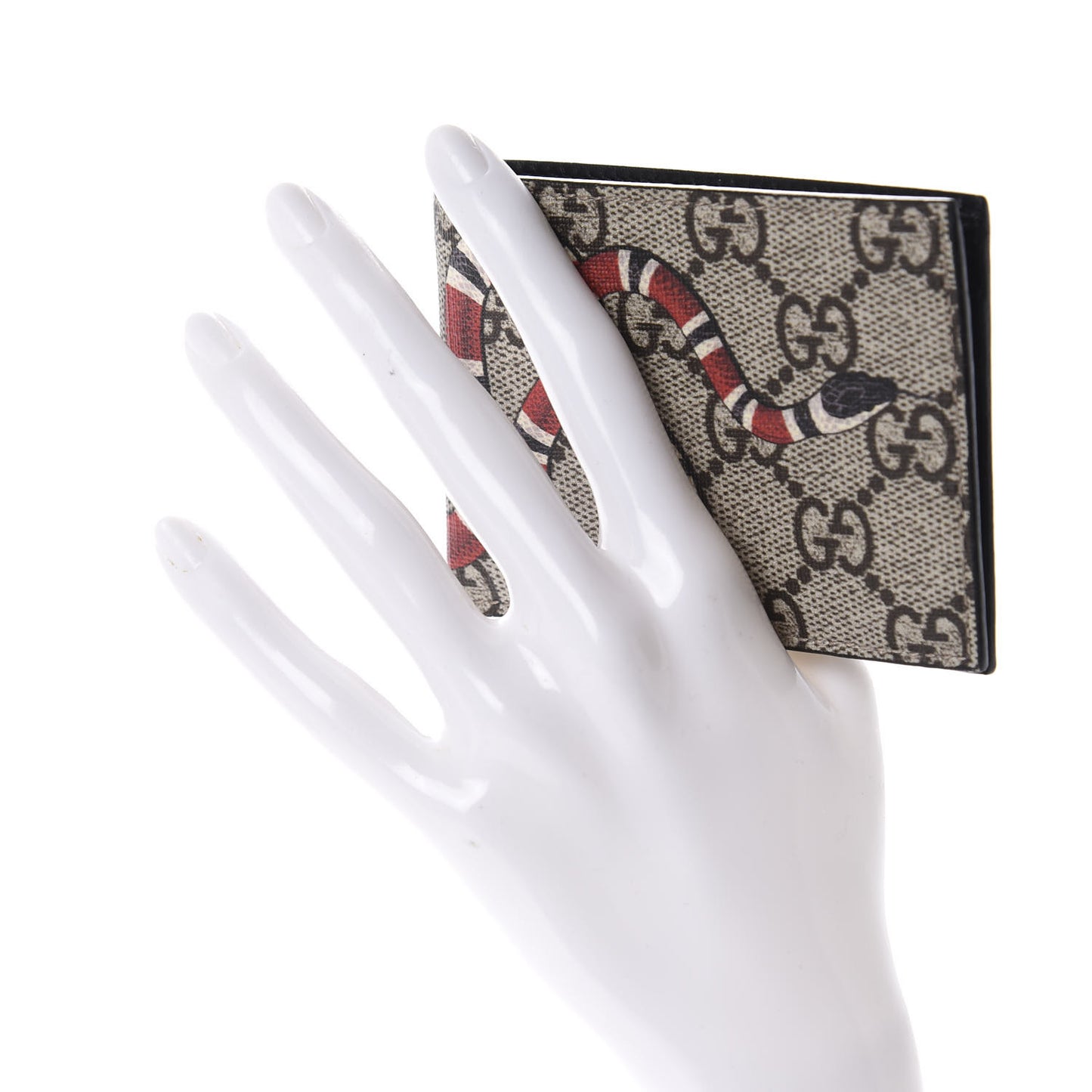 GG Supreme Monogram Kingsnake Bi-Fold Wallet Beige