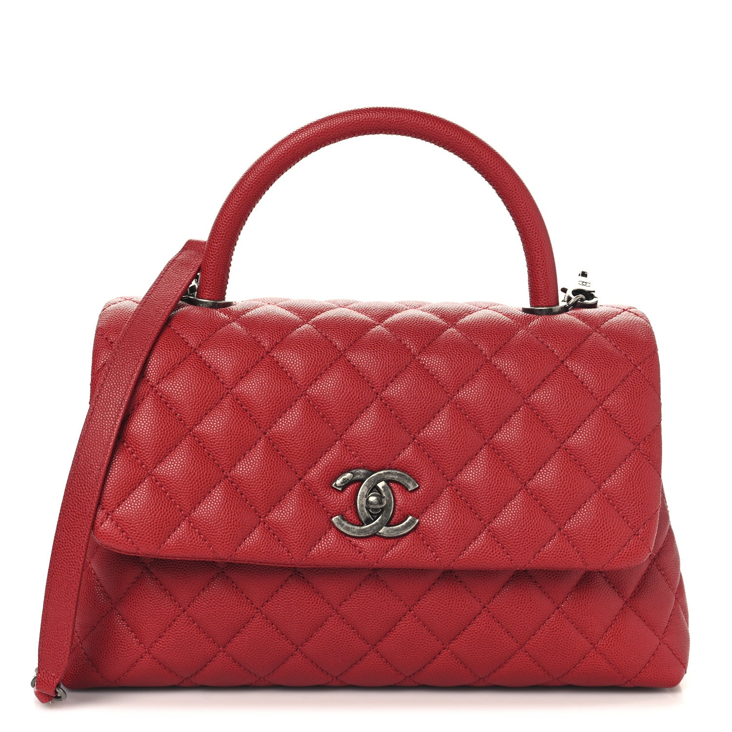Chanel Caviar Quilted Small Coco Handle Flap Red 1 of 11