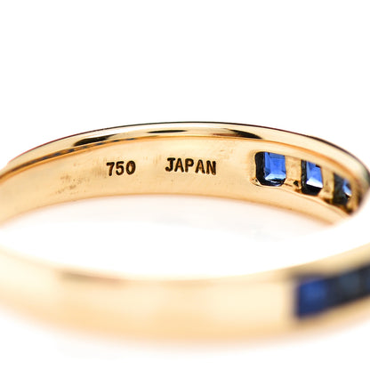 Tiffany 18K Yellow Gold Blue Sapphire 4mm Band Ring 51 5.75 5 of 7