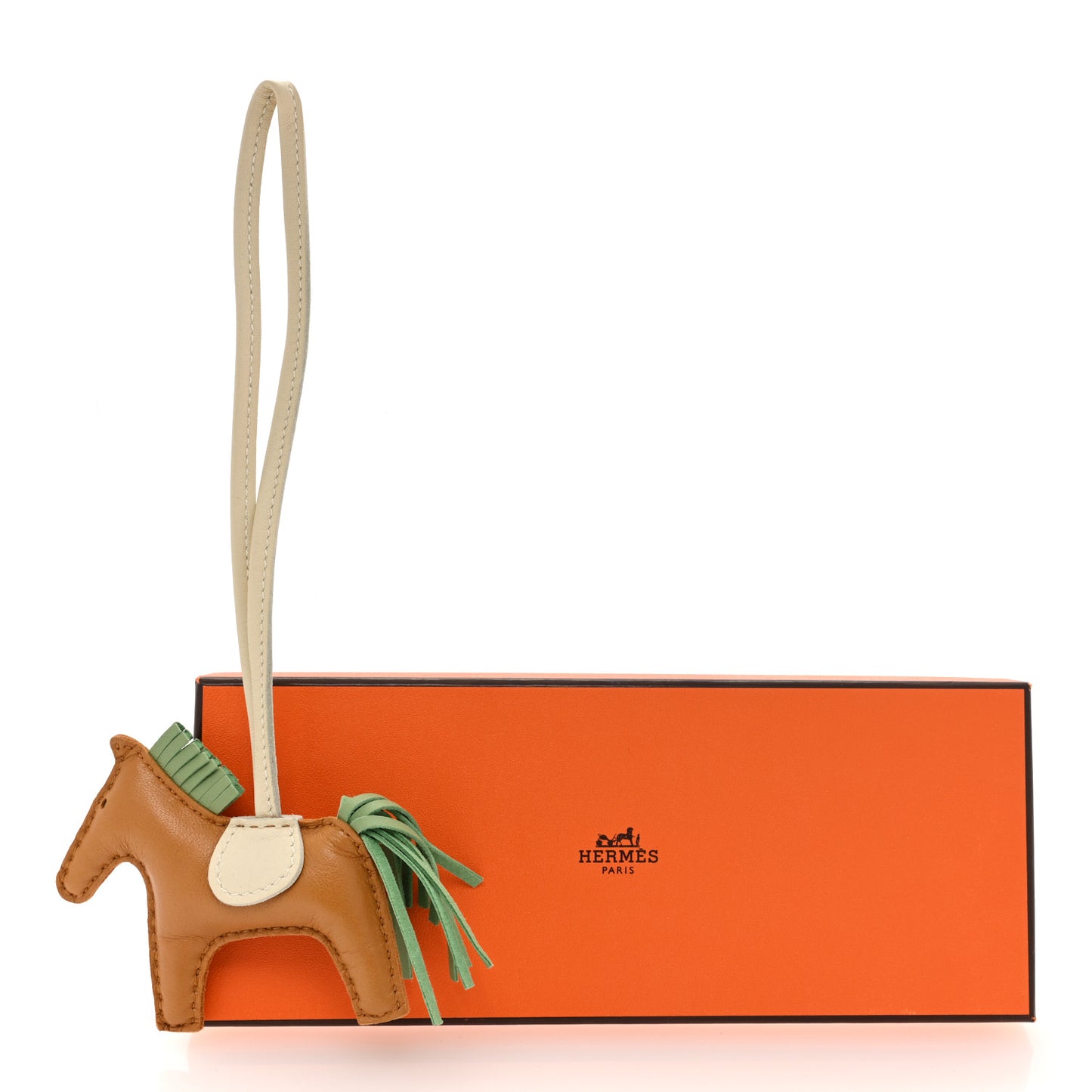 Milo Lambskin Grigri Rodeo Horse Bag Charm PM Sesame Vert Criquet Craie