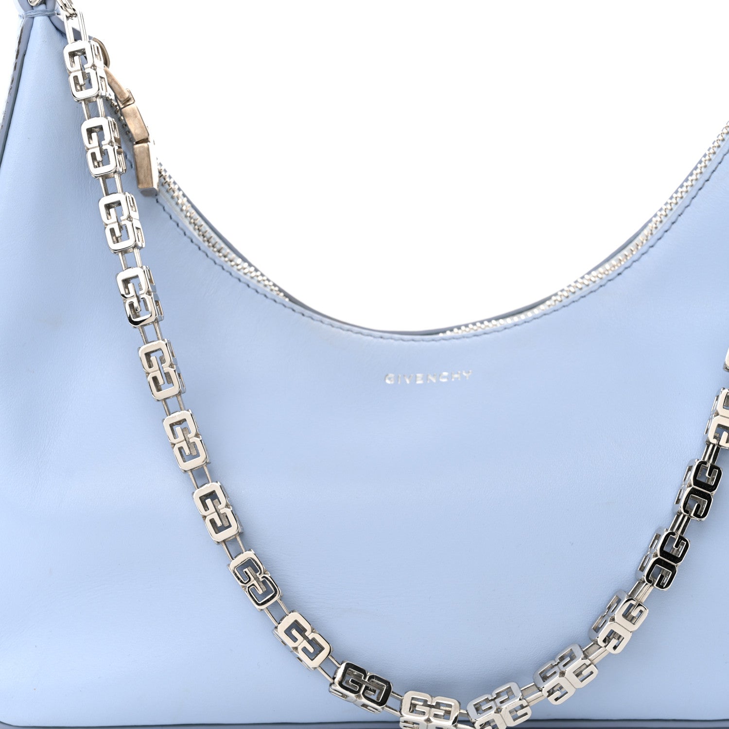 Givenchy Smooth Calfskin Small Moon Cut Out Shoulder Bag Baby Blue 7 of 11