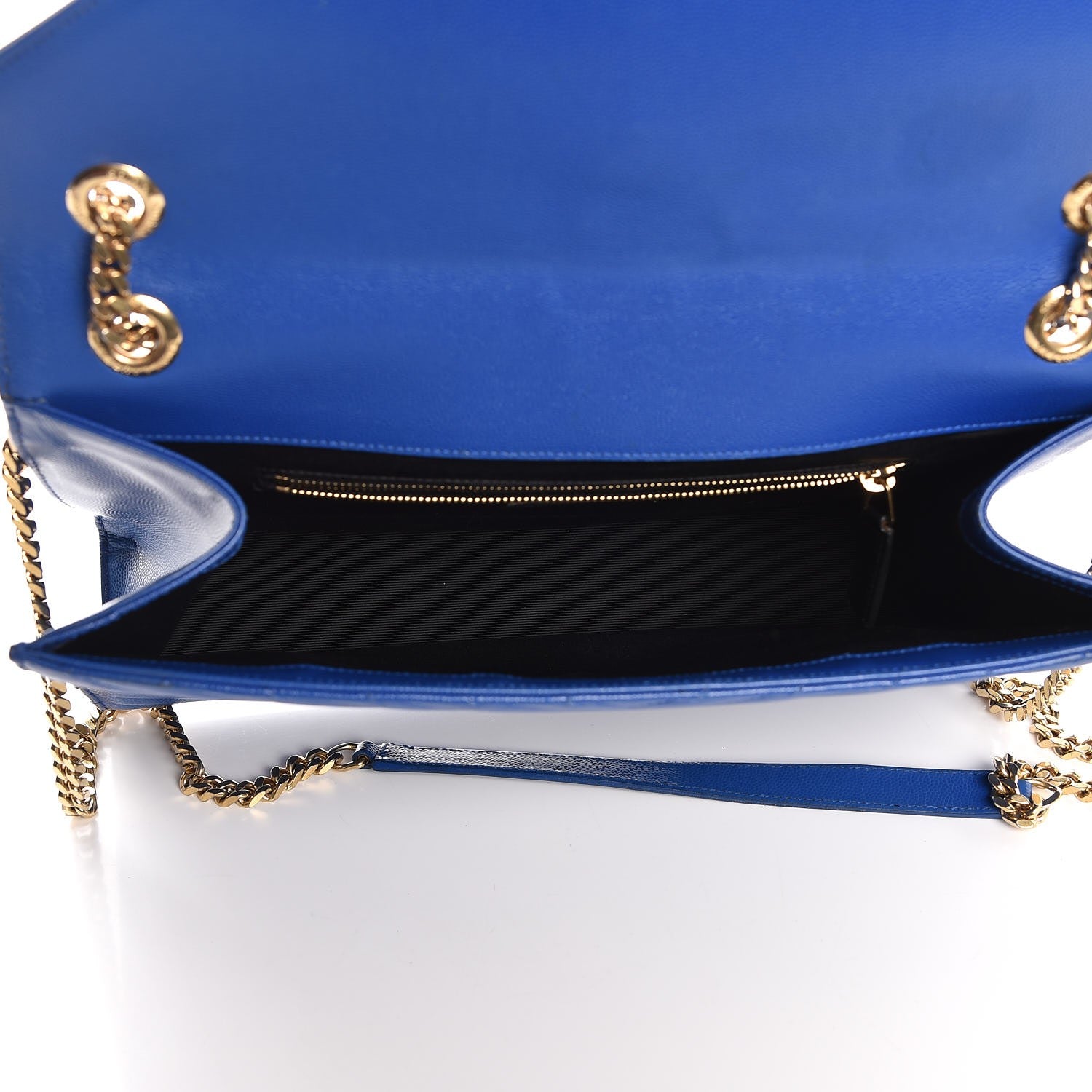 Saint Laurent Grain De Poudre Matelasse Chevron Large Monogram Satchel Blue 5 of 8