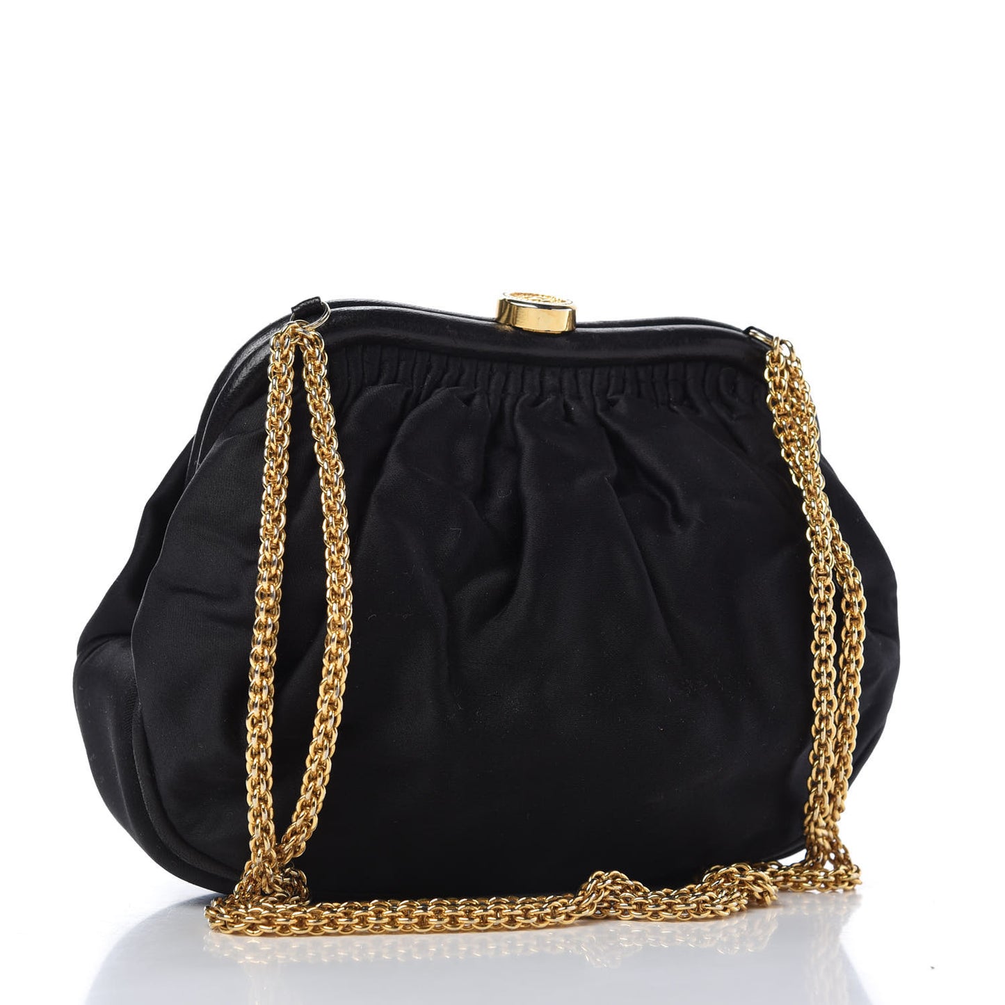 Satin Kisslock Evening Bag Black