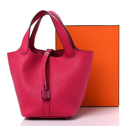 Hermes Taurillon Clemence Monochrome Picotin Lock 18 PM Rose Mexico 9 of 9