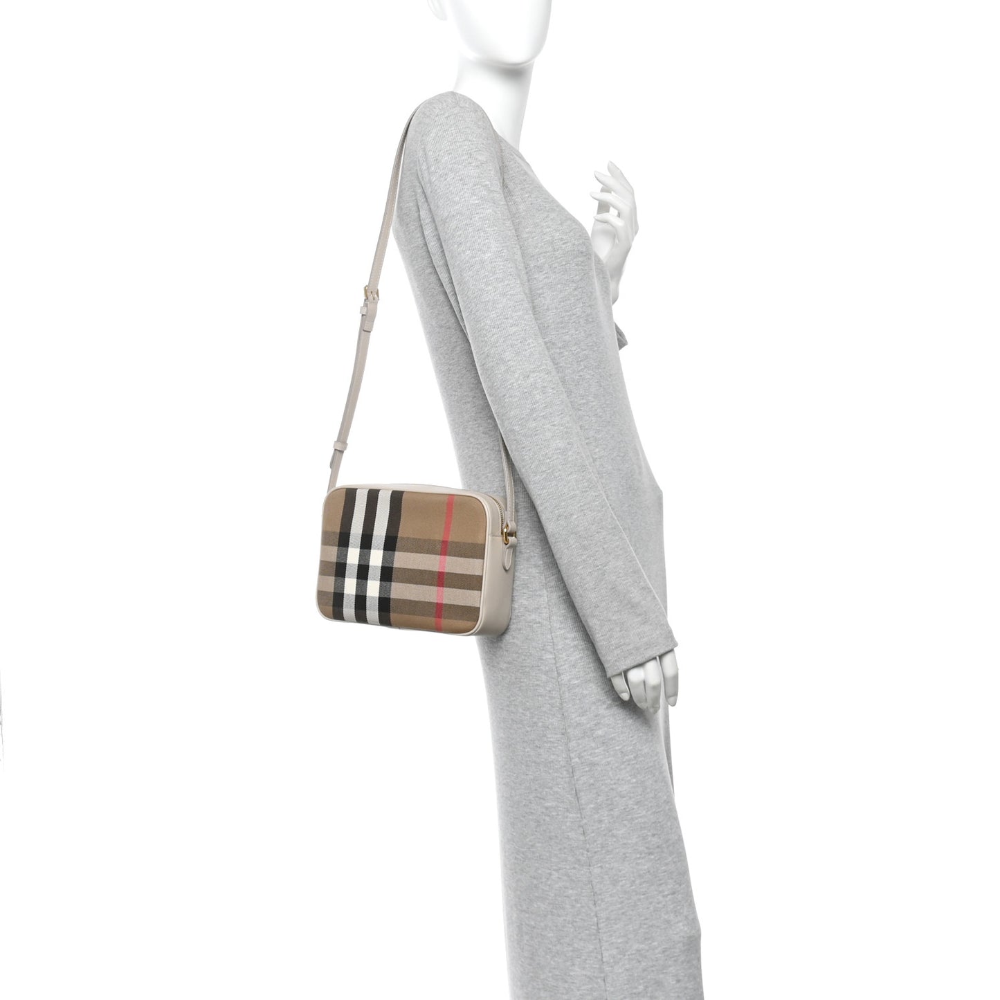 Calfskin House Check Large Camera Bag Limestone