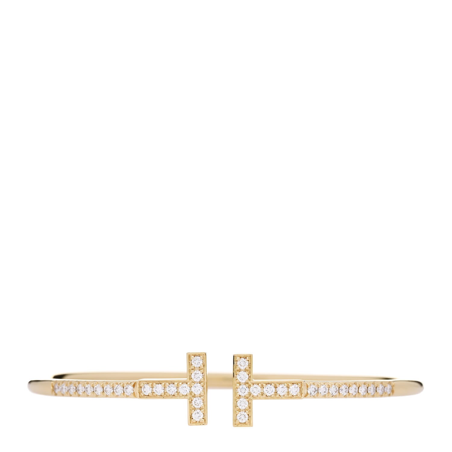 Tiffany 18K Yellow Gold Diamond T Wire Pave Bracelet 1 of 3