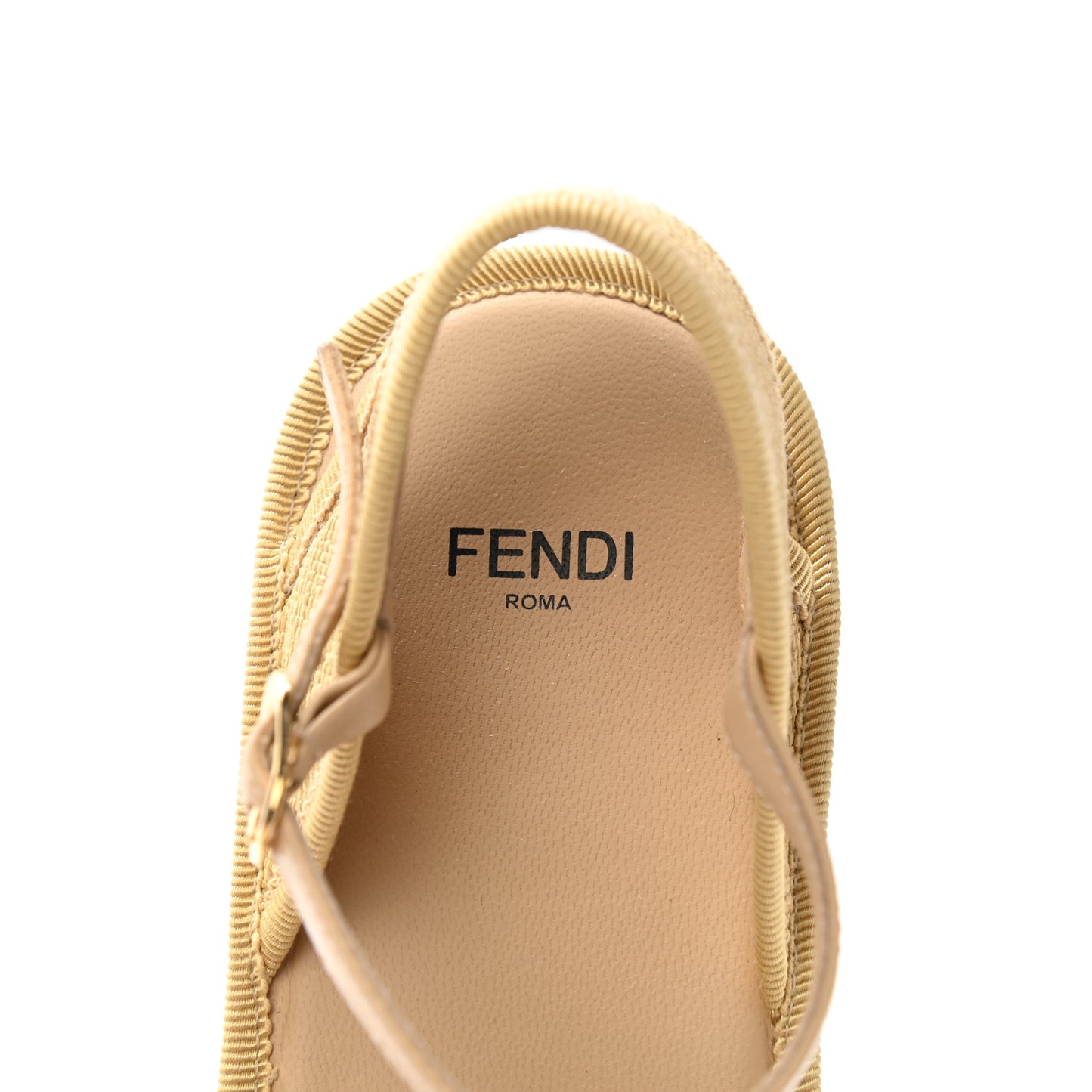 Raffia FF Embroidered Espadrille Platform Sandals 36 Natural