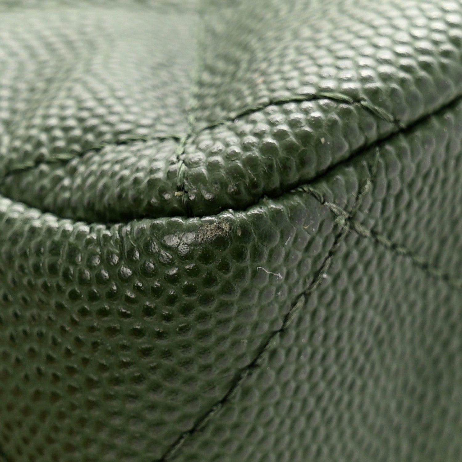 Chanel Caviar Quilted Jumbo Double Flap Green 11 of 13