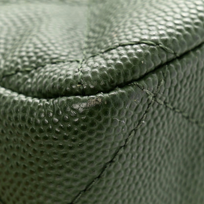 Chanel Caviar Quilted Jumbo Double Flap Green 11 of 13