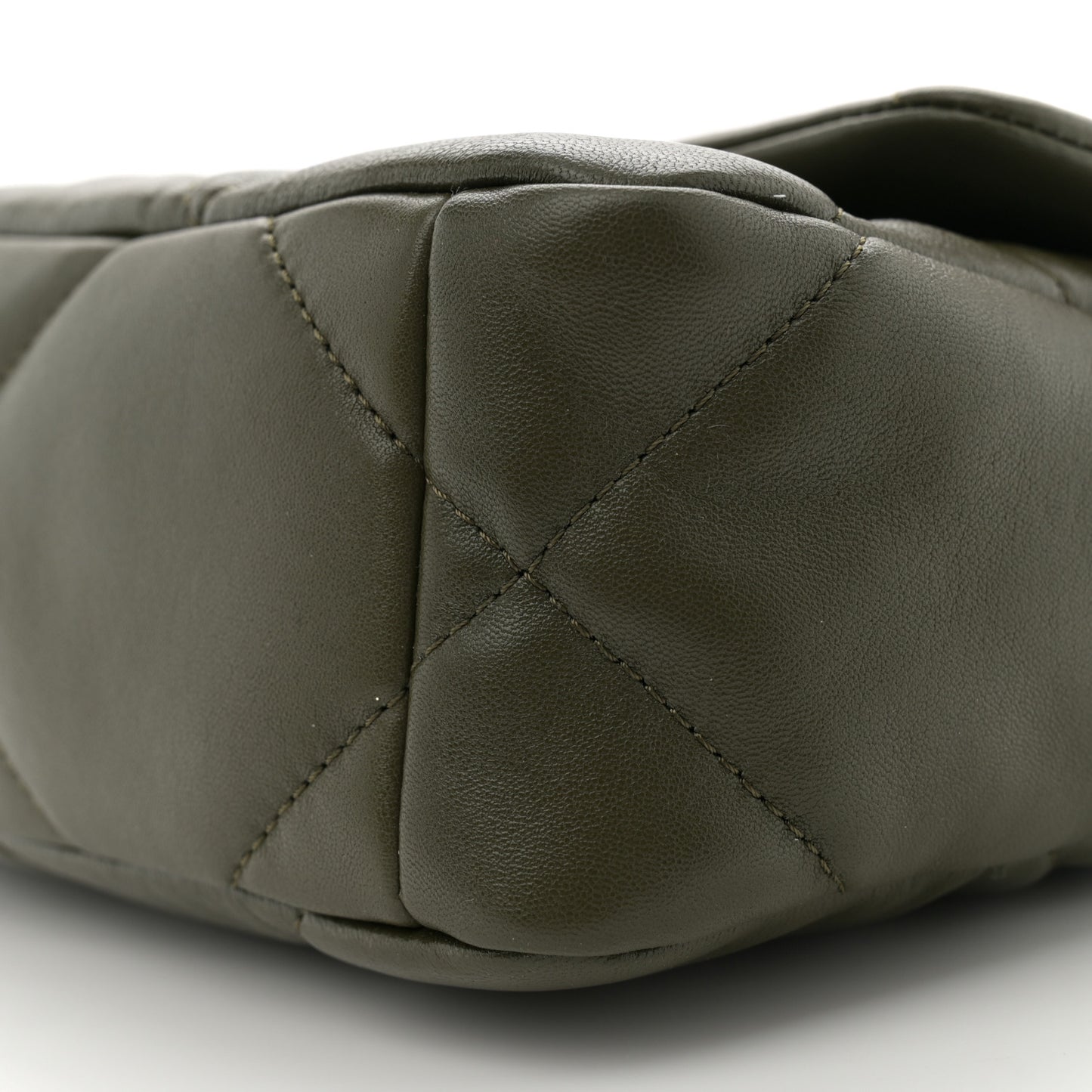 Lambskin Quilted Medium Chanel 19 Flap Khaki