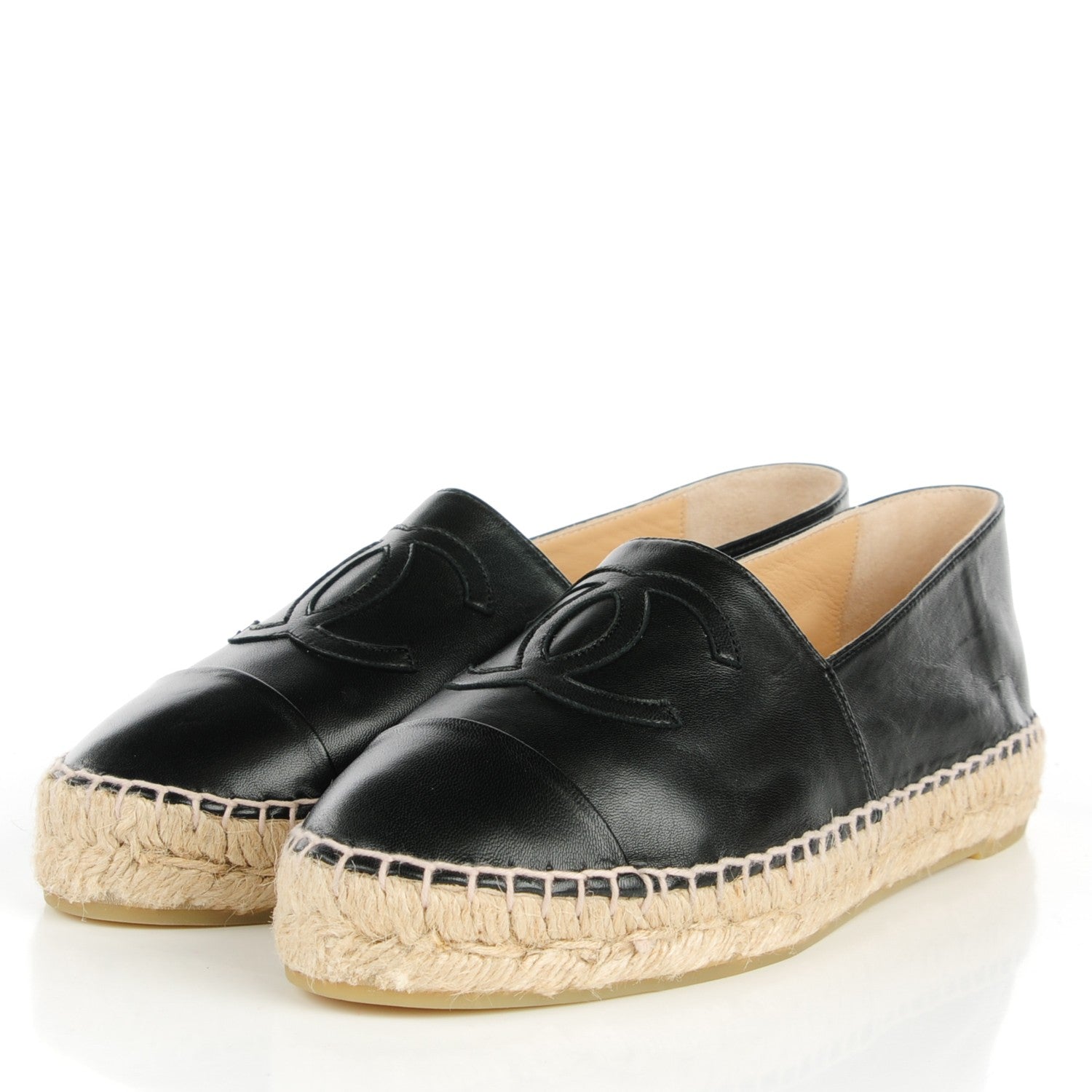 Chanel Lambskin CC Espadrilles 36 Black 3 of 8