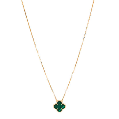 Van Cleef & Arpels 18K Yellow Gold Malachite Vintage Alhambra Pendant Necklace 1 of 9