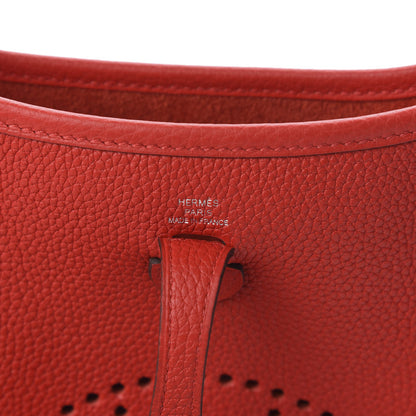 Hermes Taurillon Clemence Evelyne TPM Rouge De Coeur Bleu Du Nord 8 of 10