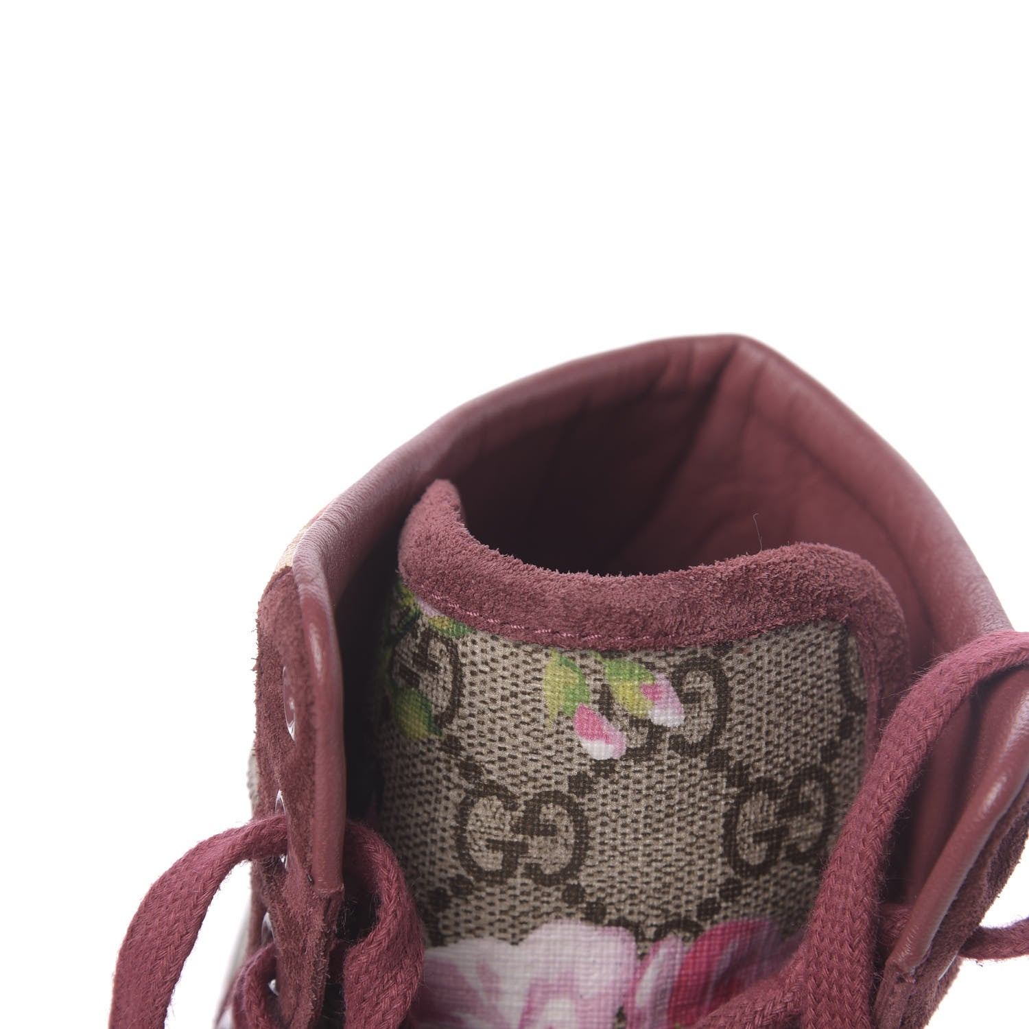 Gucci GG Supreme Monogram Blooms Womens High Top Sneakers 37 Beige Multicolor Dry Rose 10 of 13