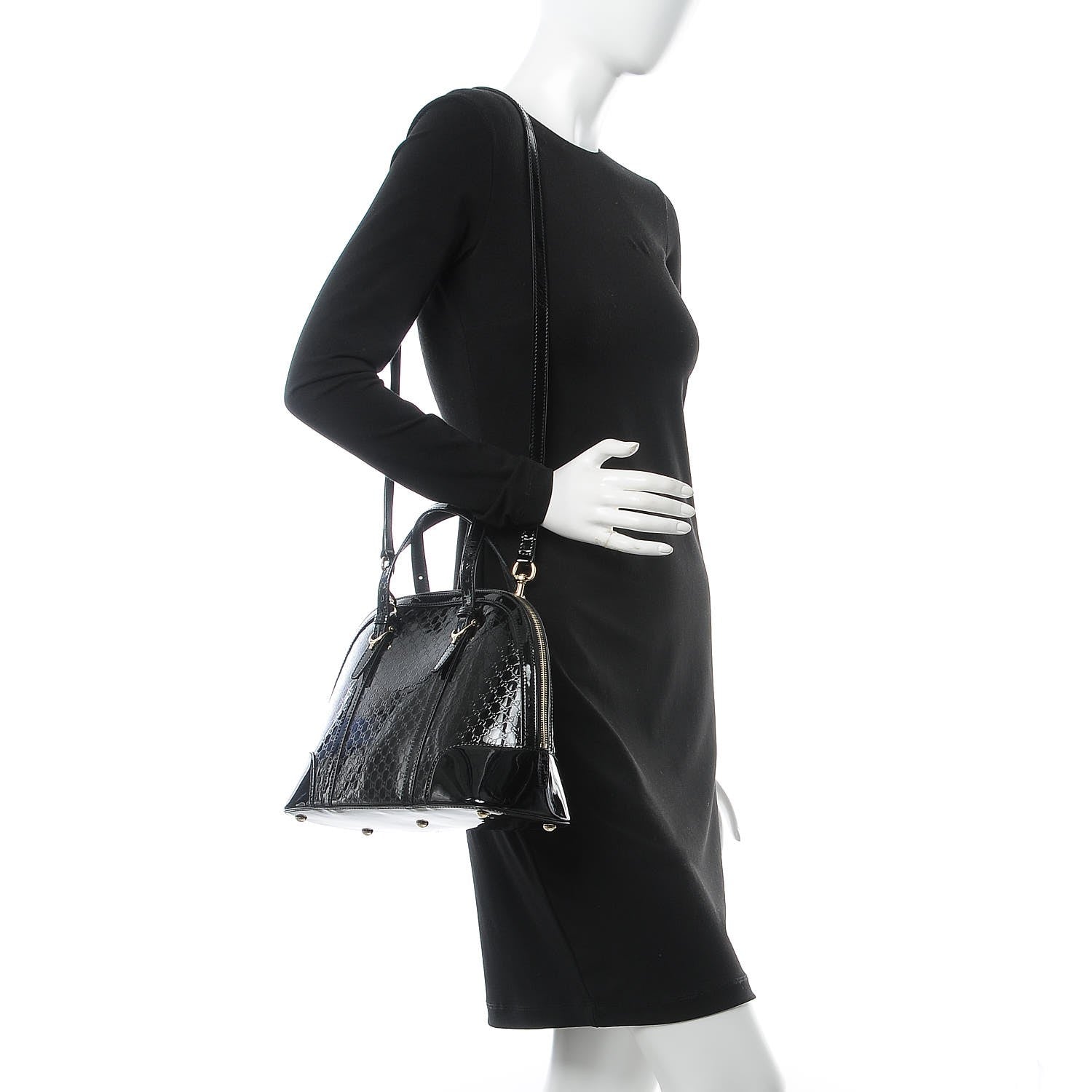 Gucci Patent Microguccissima Small Nice Top Handle Dome Bag Black 2 of 18
