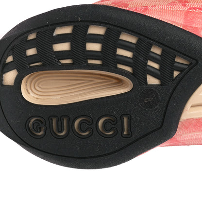 Gucci Ultralight Plume Calfskin Monogram Printed Mens Gucci Run Sneakers 8 Beige Hibiscus Red 6 of 10