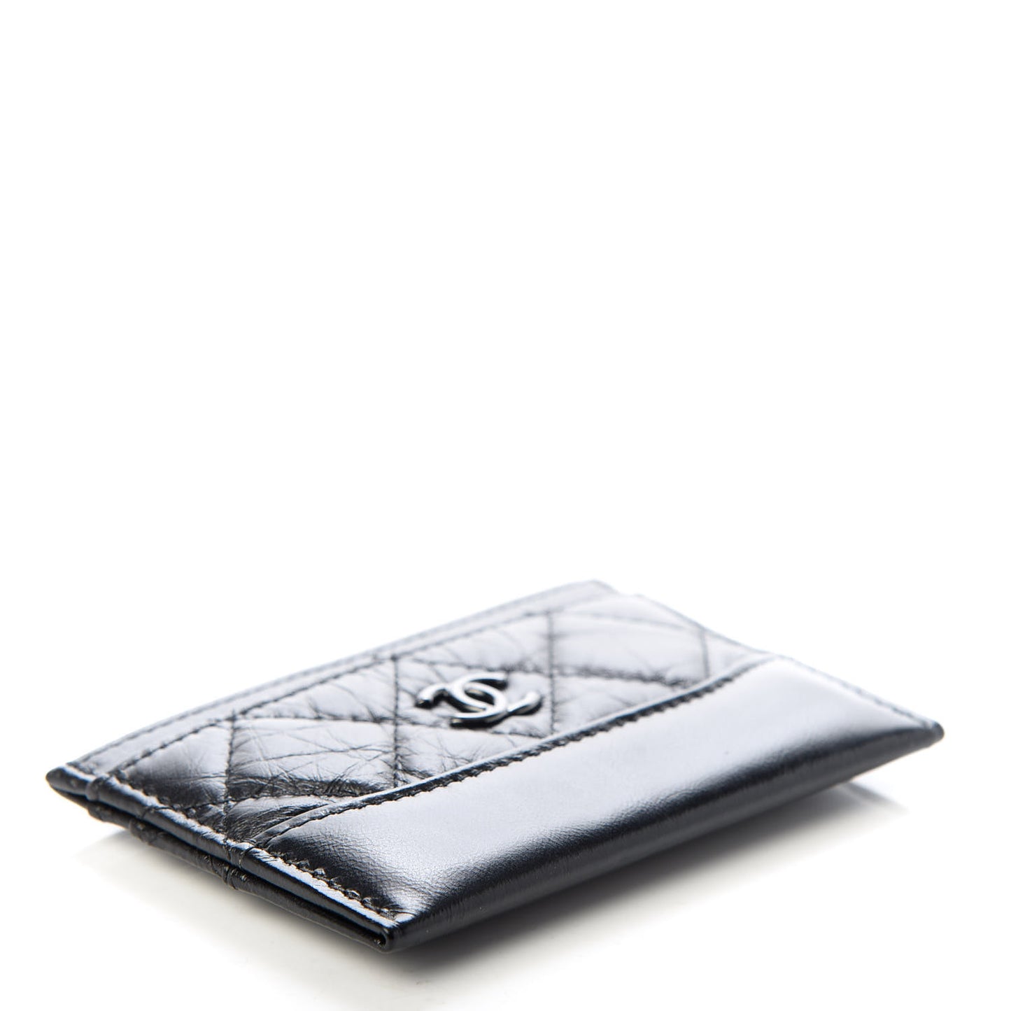 Aged Calfskin Quilted Gabrielle Card Holder Wallet So Black