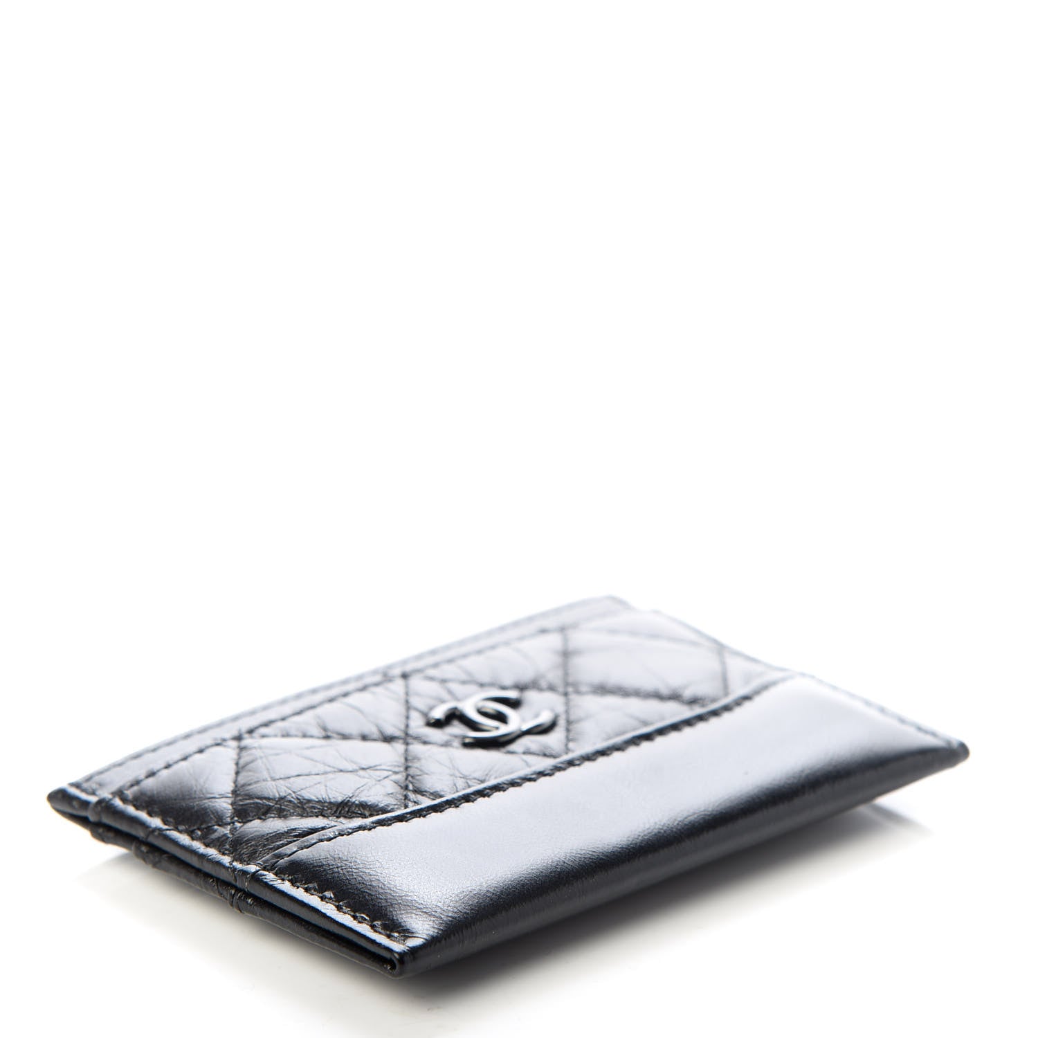 Chanel Aged Calfskin Quilted Gabrielle Card Holder Wallet So Black 4 of 9