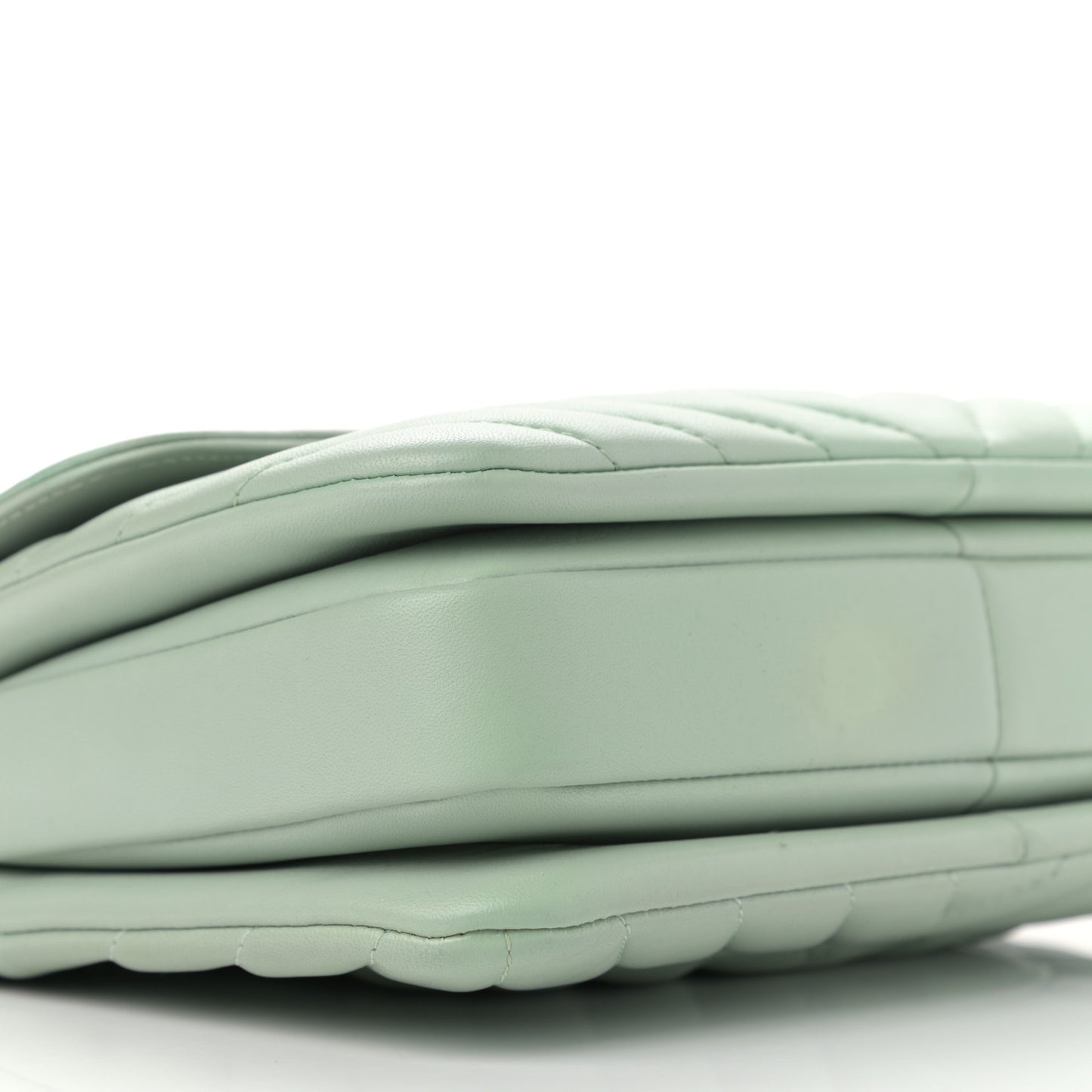 Lambskin Chevron Quilted Small Trendy CC Dual Handle Flap Bag Light Green