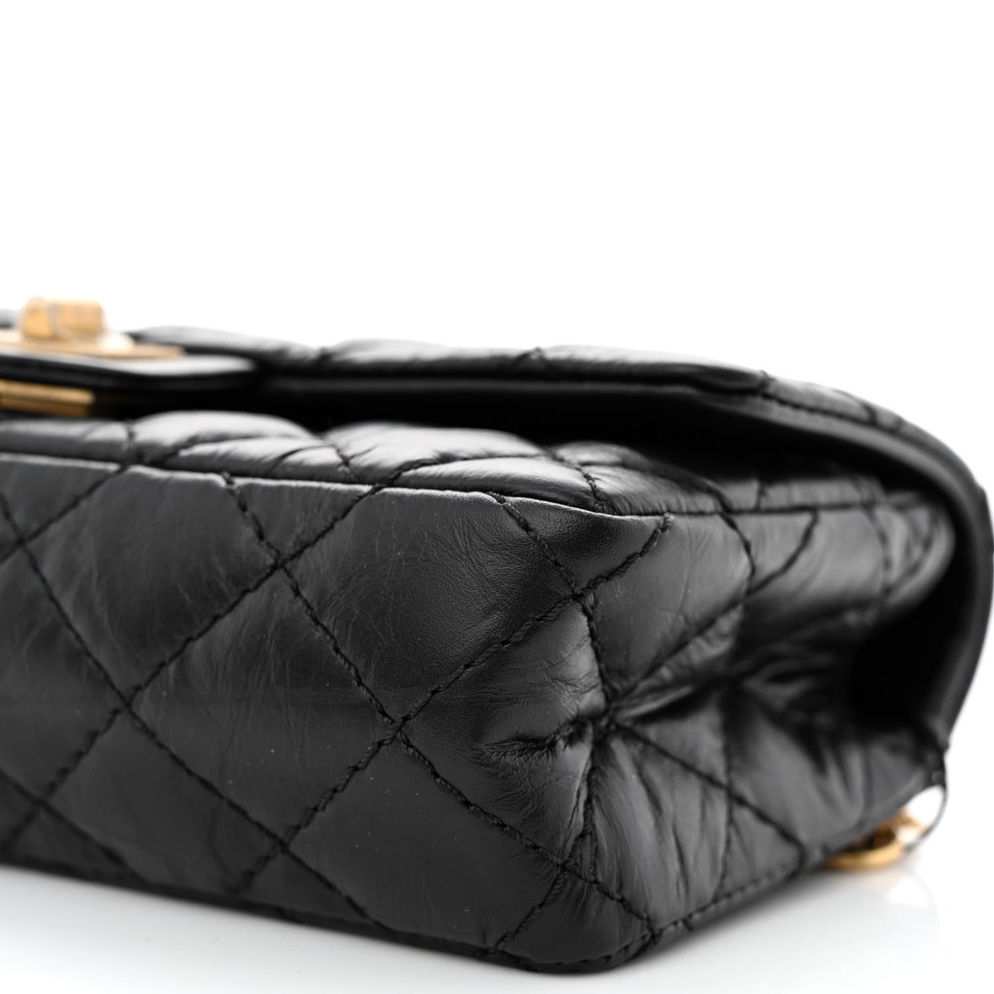 Aged Calfskin Quilted 2.55 Reissue Flap Belt Bag Clutch Black