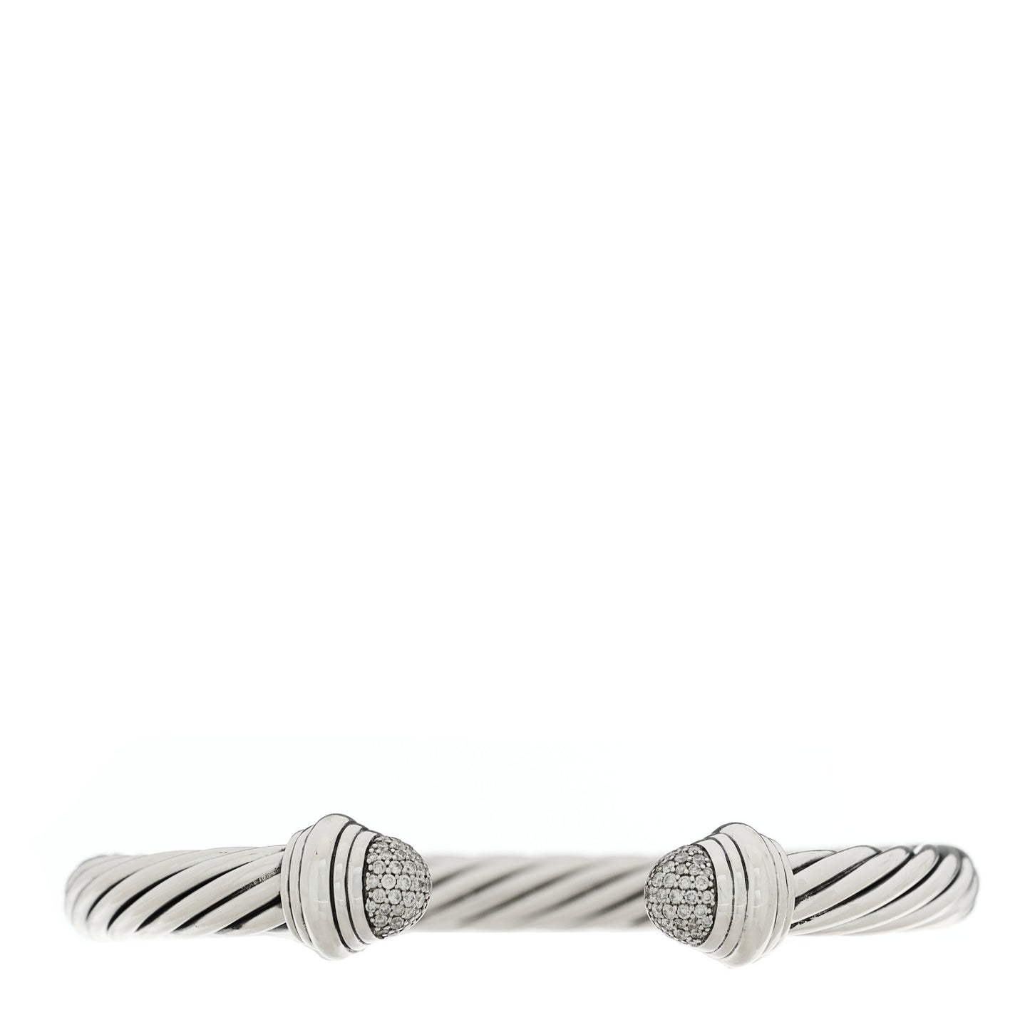 Sterling Silver Pave Diamond 7mm Cable Classics Bracelet