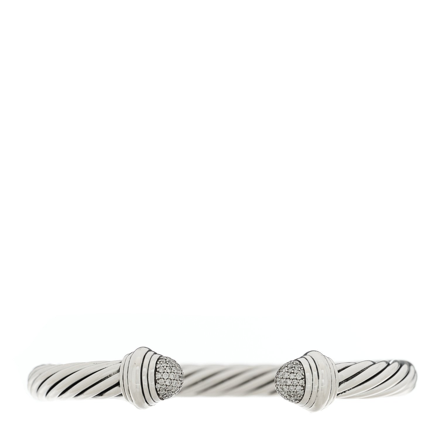 David Yurman Sterling Silver Pave Diamond 7mm Cable Classics Bracelet 1 of 3
