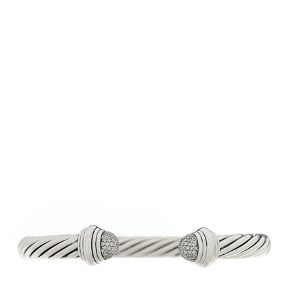 David Yurman Sterling Silver Pave Diamond 7mm Cable Classics Bracelet 1 of 3