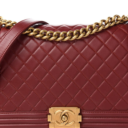 Chanel Lambskin Quilted New Medium Boy Flap Dark Red 10 of 11