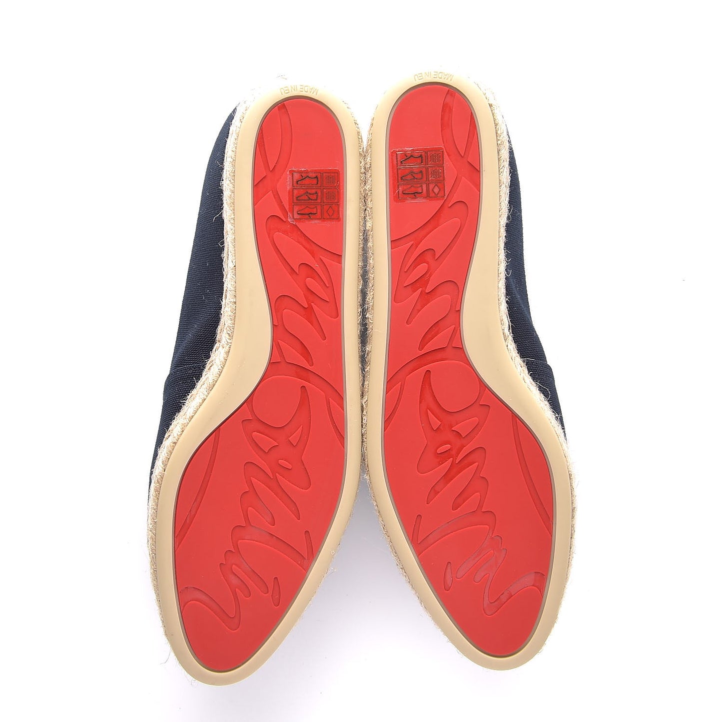 CHRISTIAN LOUBOUTIN Canvas Lougalia Appliquéd Cario Loubi Flat Espadrilles 38 Version Blue
