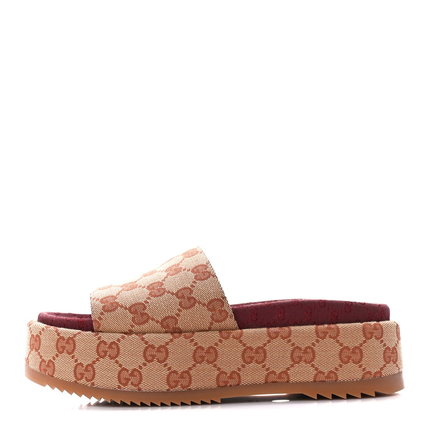 Canvas GG Monogram Angelina Platform Slide Sandals 36 Beige Ruggine