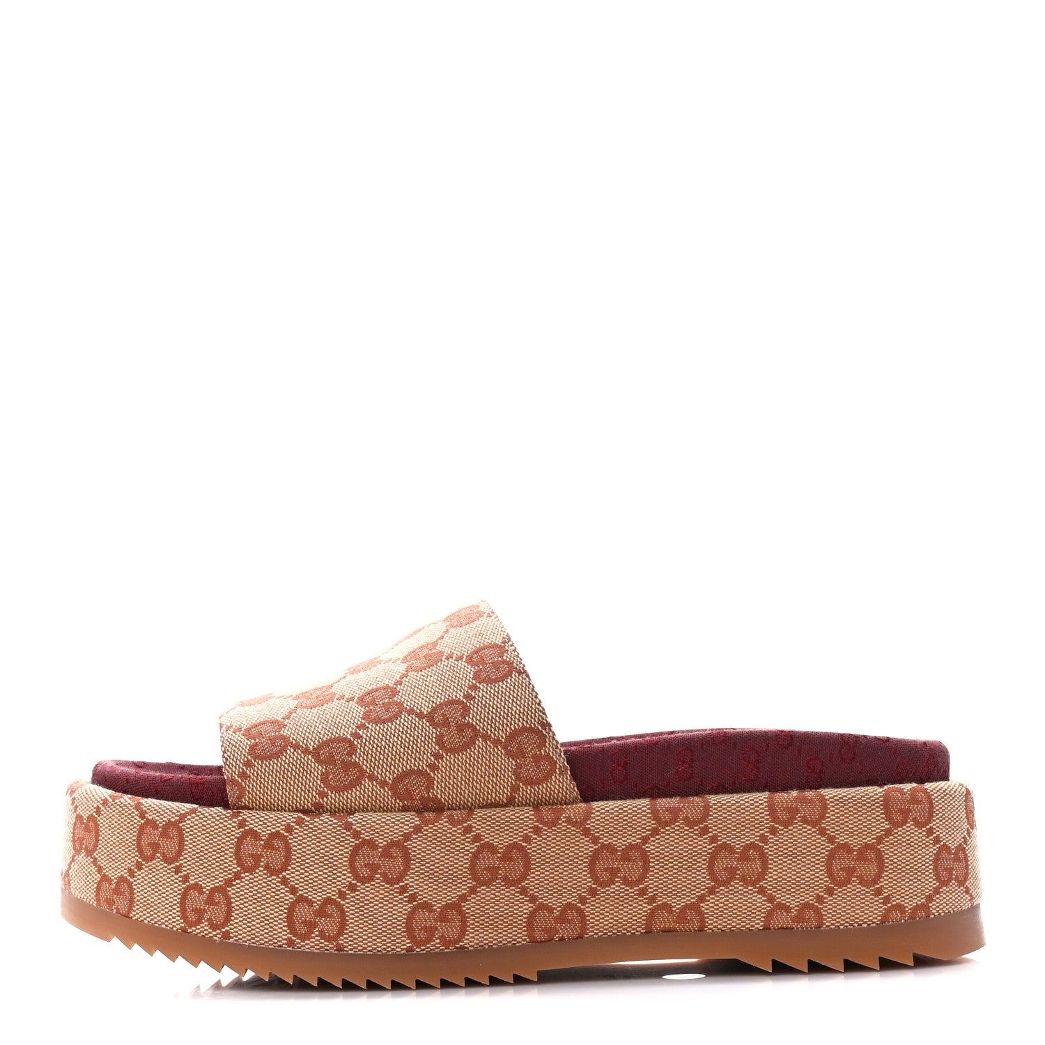 Gucci Canvas GG Monogram Angelina Platform Slide Sandals 36 Beige Ruggine 1 of 9